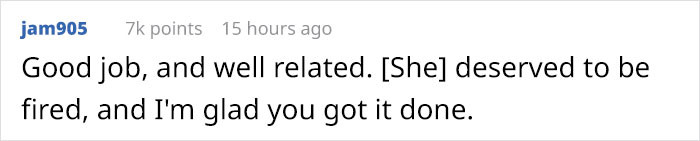 She deserved it, and we're all happy with the outcome.