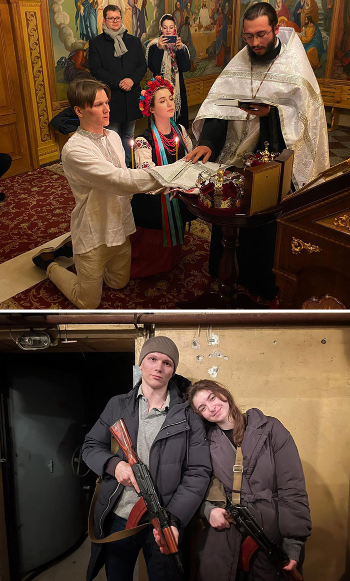 14. Newlywed Ukrainian couples are taking up arms to fight for their country