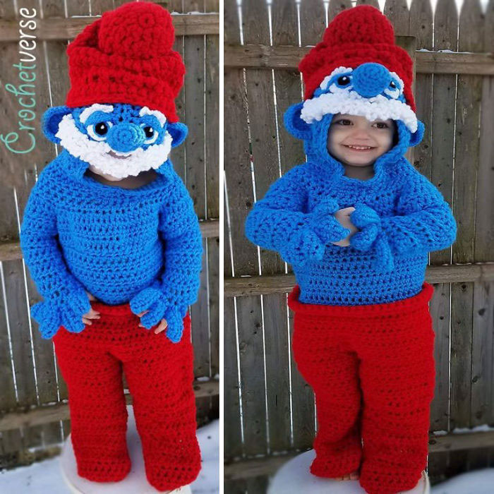 9. Crochet Papa Smurf Costume