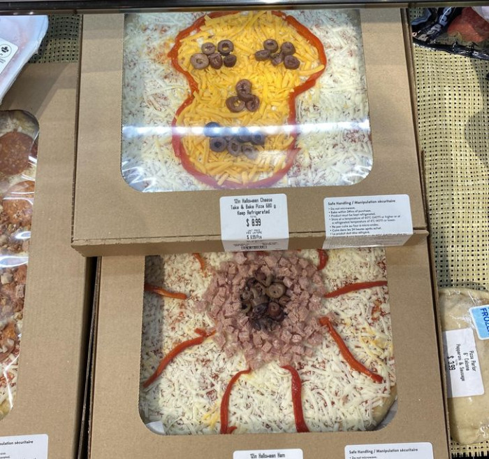 16. Someone's store sells Halloween pizza and it might just be better than all that Halloween candy