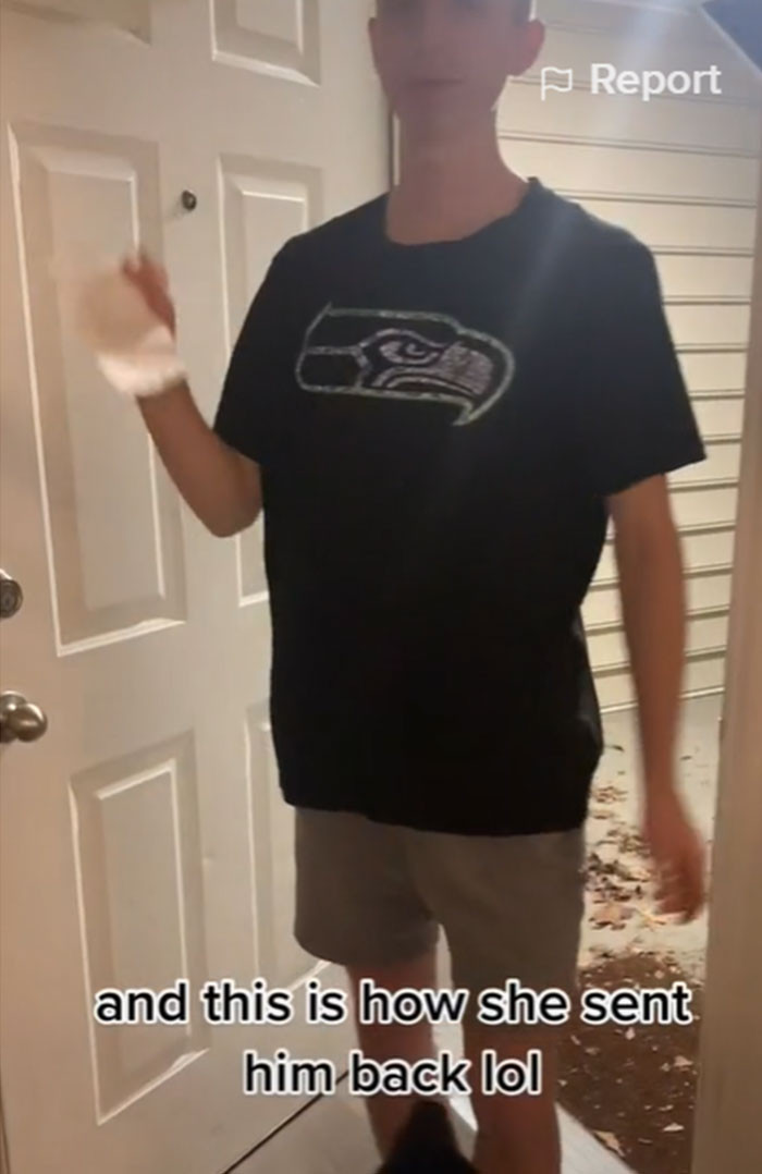 Brinlee filmed Ryan as he arrived home, proudly carrying his doctor's report.