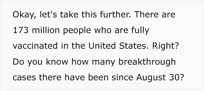 Then she goes on to calculate based on breakthrough cases.
