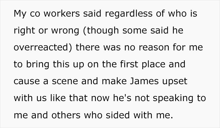 Their coworkers agree that it was none of her business to ask these questions...