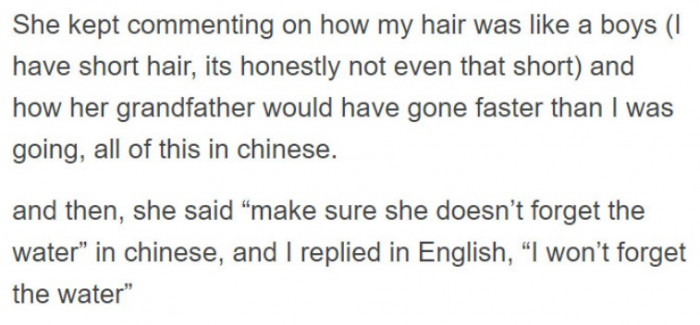 It's one thing to be rude about fruit handling, but about her hair? Definitely none of a customer's business.