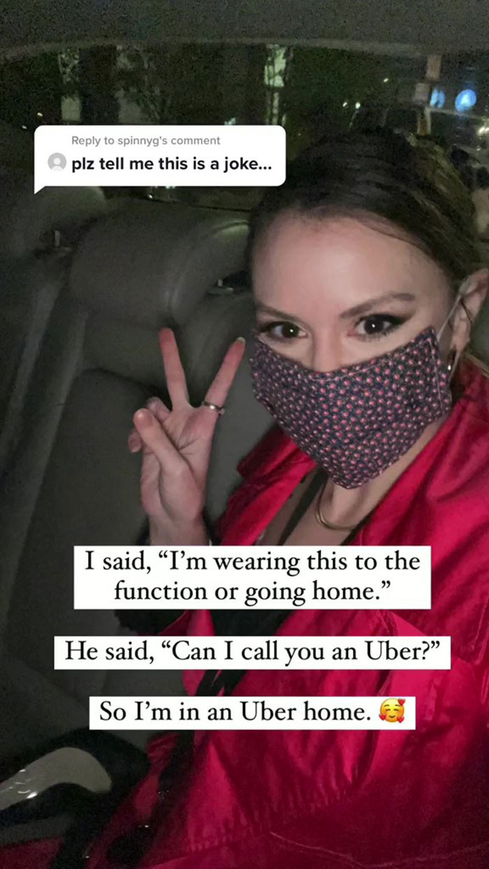 The man concluded that his date wasn't wearing proper attire, so he got her an Uber to take her home rather than go to an occasion together. 
