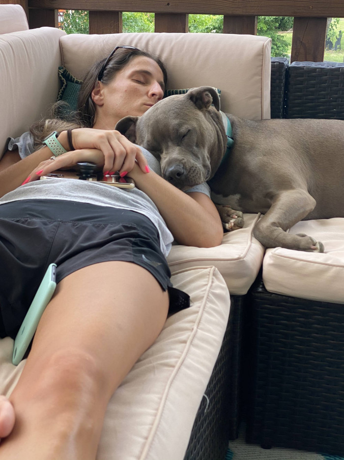 13. "Wife and pup decided to take a nap this afternoon on the porch."