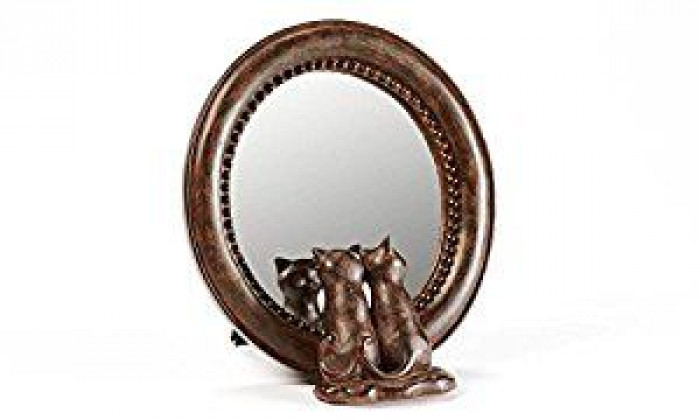 Desk plaque and Christmas cat ornaments beside a cat LED night light