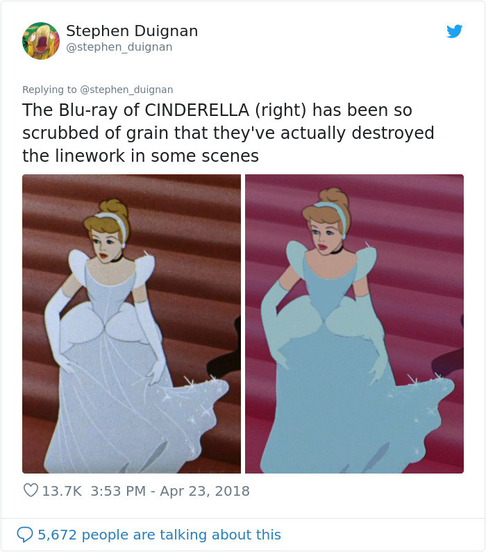 Some Disney fans have been so disappointed in the Blu-ray version, they've taken to Twitter to share their frustration.