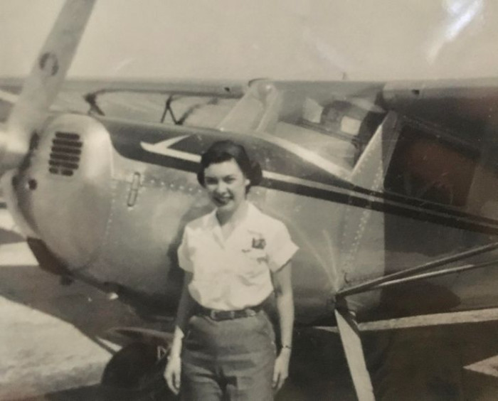 7. “My grandma after learning to fly in 1949 or 1950 — she was around 19 years old in this photo.”