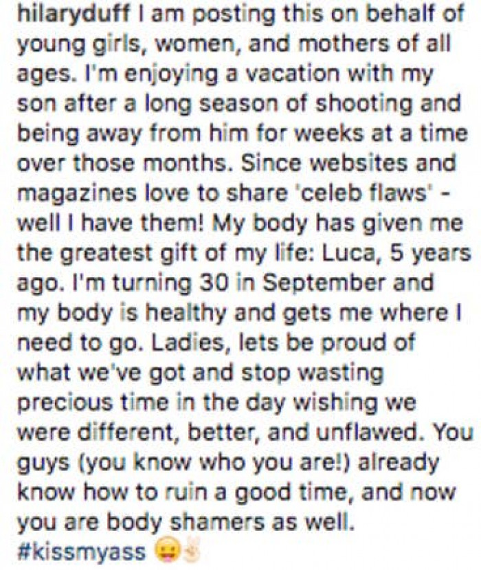 5. No other words needed from Hilary Duff, just #kissmyass