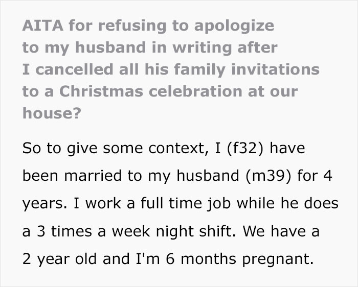 She shared the story on r/AITA, asking people if she was wrong for not apologizing to her husband