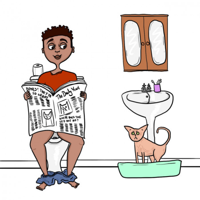 10. Being slightly entertained when you and your kitty go to the toilet exactly at the same time.