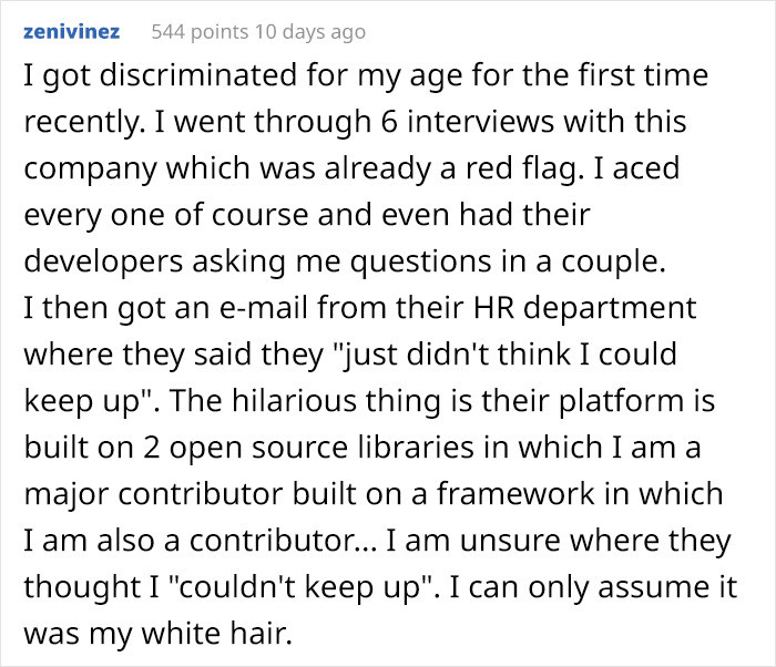 Sadly, age discrimination is present in other workplaces too.