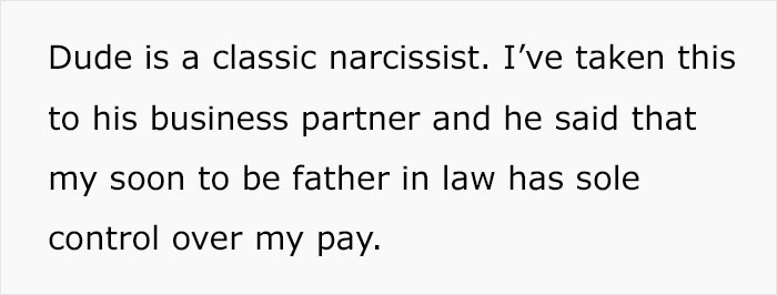 What a gross dynamic to be marrying into