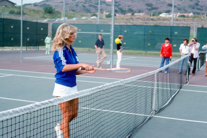 The beautiful Farrah Fawcett practicing before the 