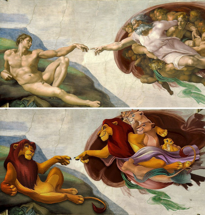 7. The Creation Of Adam vs The Lion King