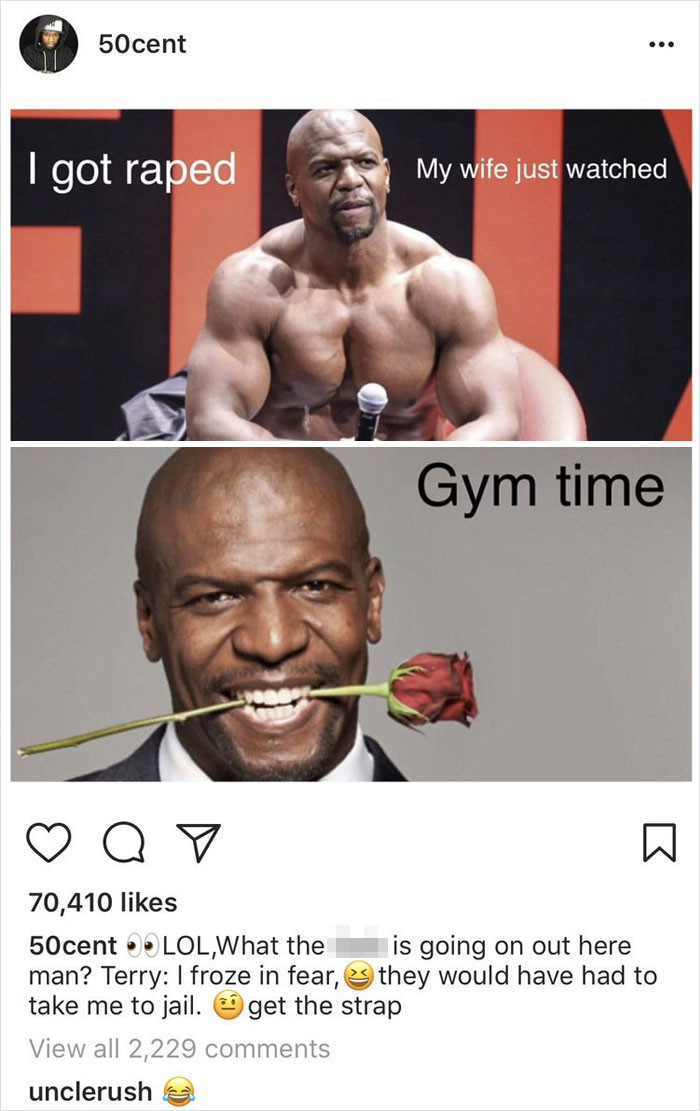 Many note worthy personalities in the entertainment industry have made fun of Terry Crews for his sexual assault allegation. One of those was  50 cent.