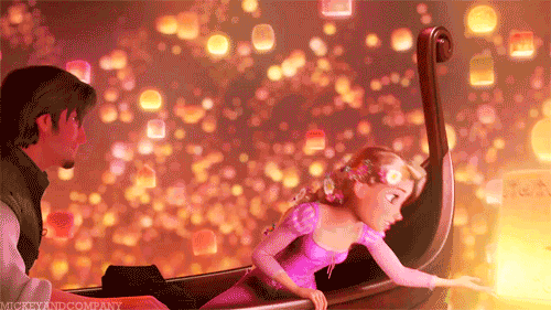 13. Rapunzel from Tangles touched the lantern that her parents sent off from the palace.