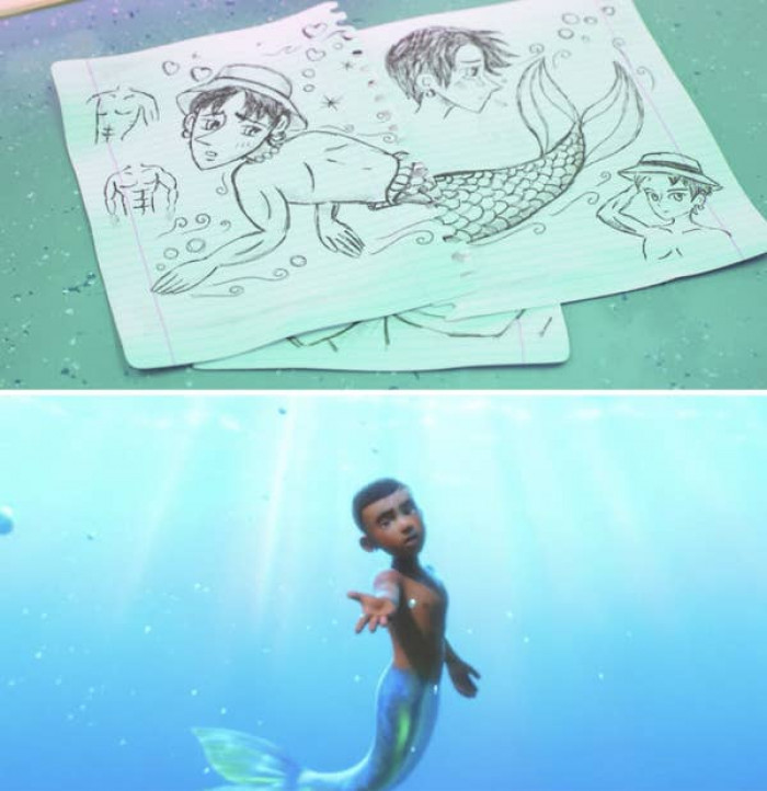 9. And later in the movie Mei imagines Robaire from 4*Town as a mermaid