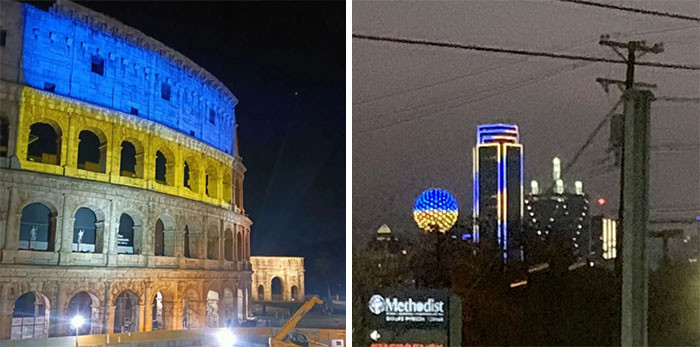 9. Cities around the world show their solidarity with Ukraine