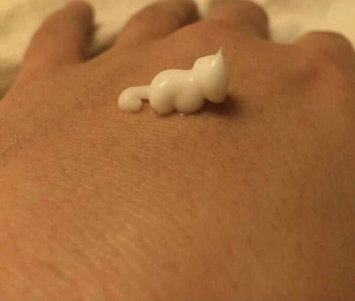 "This Little Squirt of Lotion Looks Like a Tiny Cat"