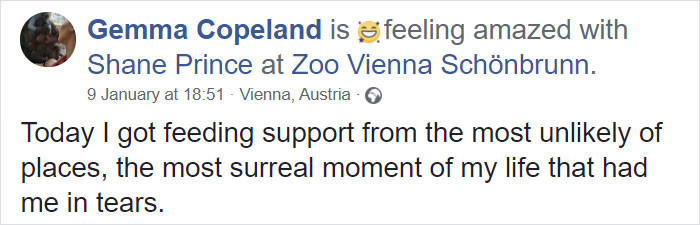 This is the status Copeland posted about her encounter.