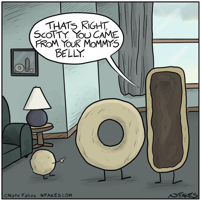 5. What happened to the donut's belly? It became it's offspring.