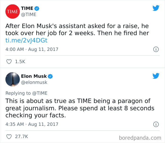 27. Time Magazine has been tackled by Elon Musk