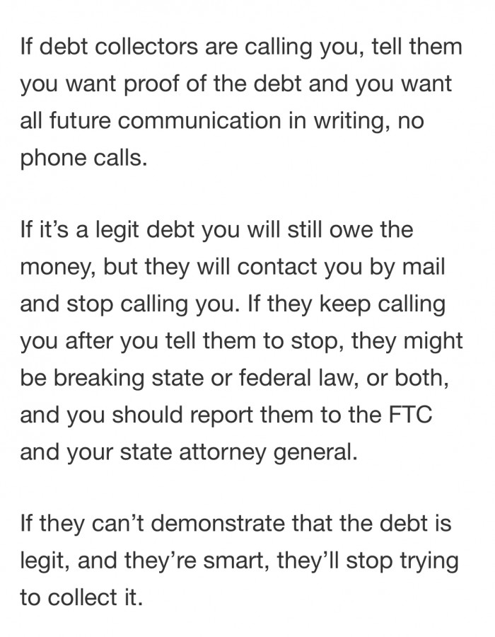 5. For debt collectors