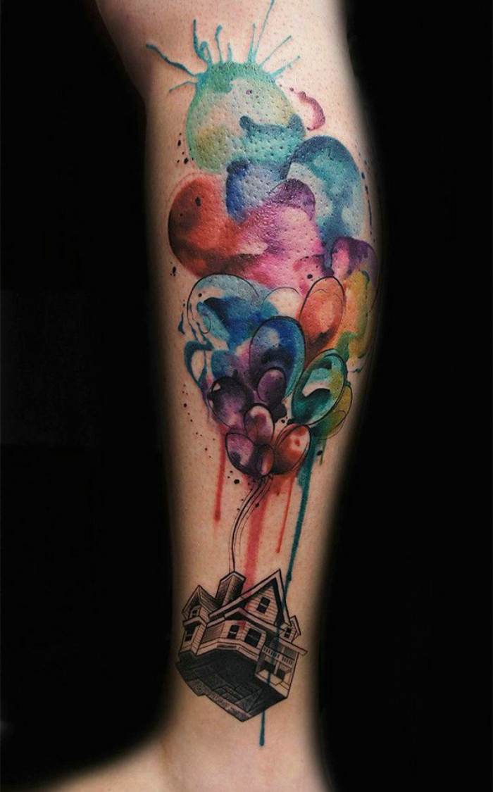 Tattoo uploaded by Luiza Siqueira  Casinha de Carl e Ellie ElisaAlquati  amor love coupletattoo tattoodecasal matchingtattoo casal up  CarleEllie house casa balloons baloes sketchstyle watercolor  aquarela  Tattoodo