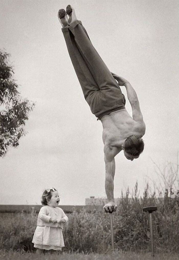 6. Dad Showing Off To His Daughter In Melbourne, Australia, Back In The 1940s