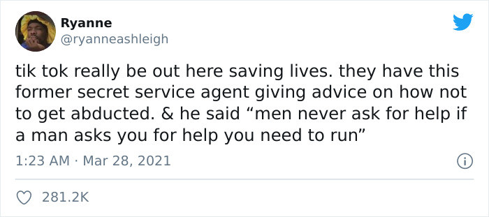 So, basically. Someone tweeted about information they had seen on TikTok: that men never ask for help.