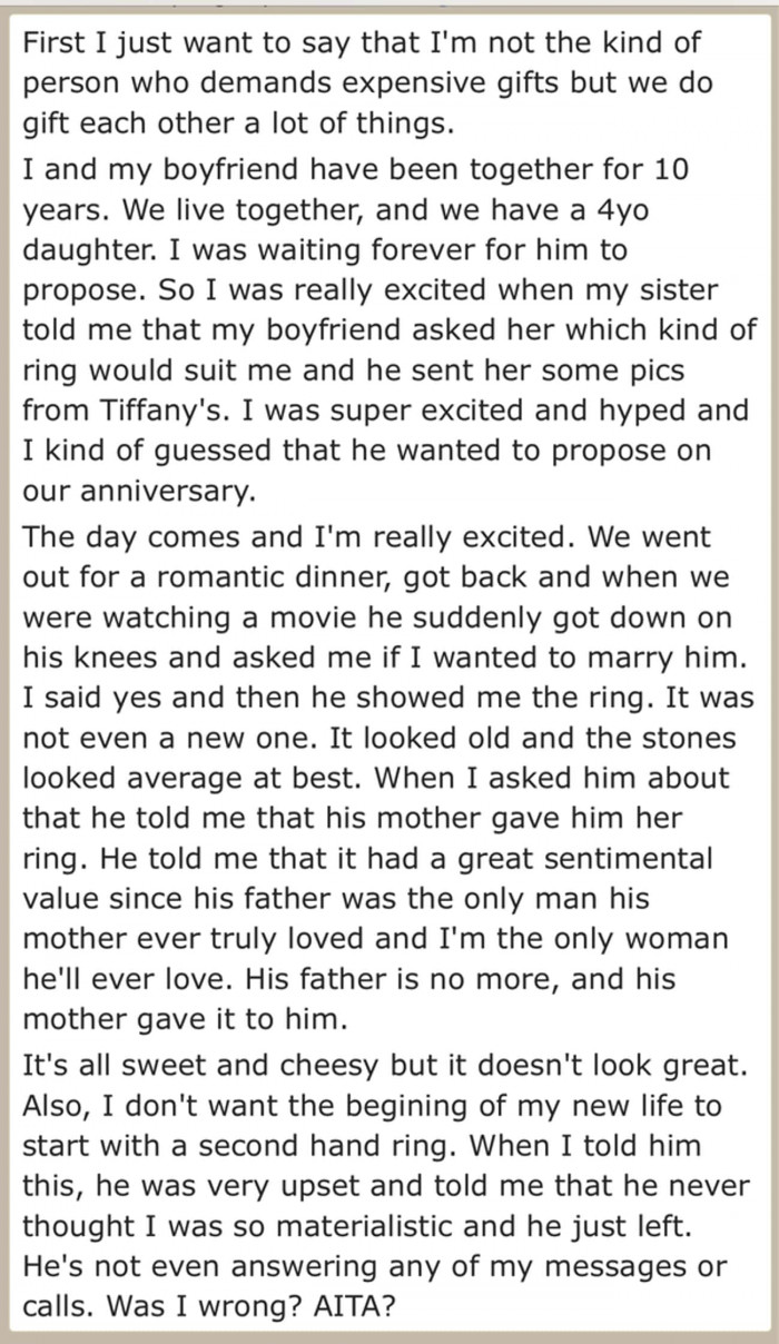 2. Extremely materialistic. It's so sad he had to find out that after ten years of being together.