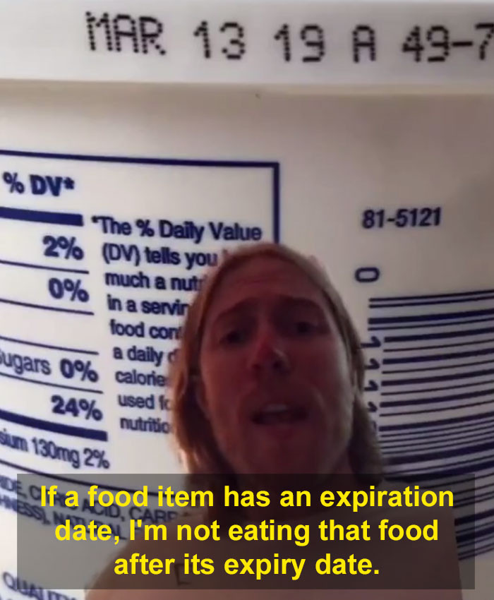 A farmer from Canada named Hayden Fox explains the concept behind the expiry date on food items