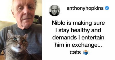 Beloved Cat of Anthony Hopkins 'Demands' Entertainment While Social-Distancing, So the Actor Plays Piano for Him