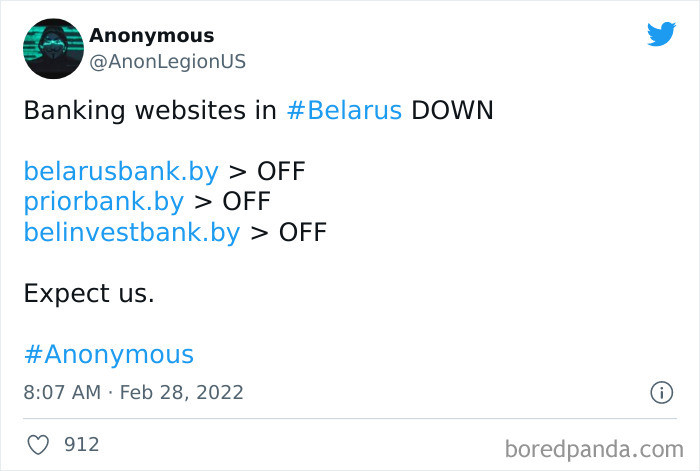 7. Anonymous has taken control of Russian banks