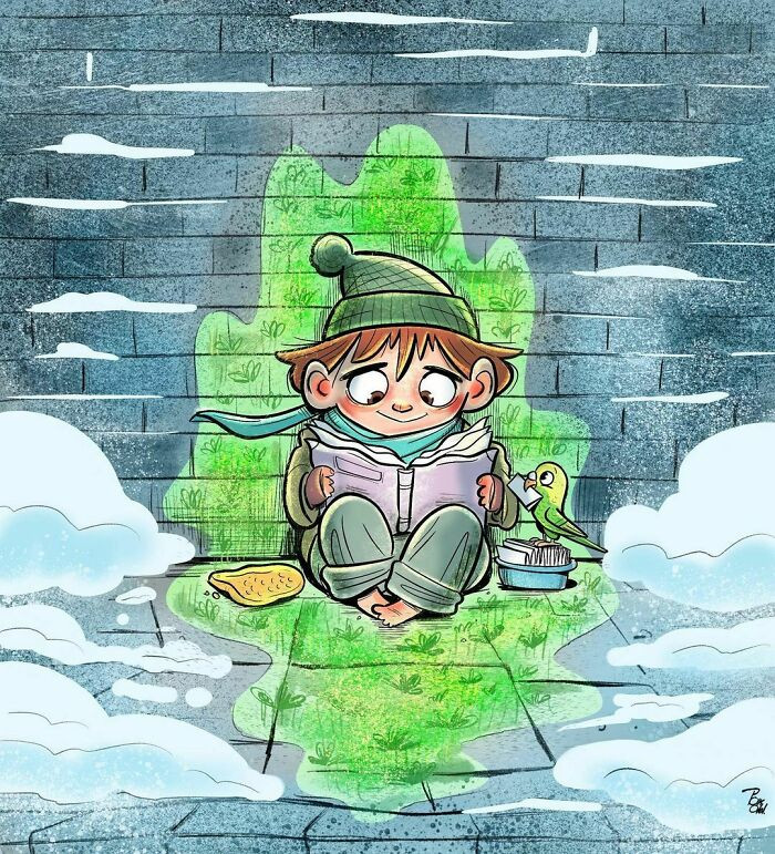 7. It's incredible how kids can find happiness even in the smallest things; in this case, a book.