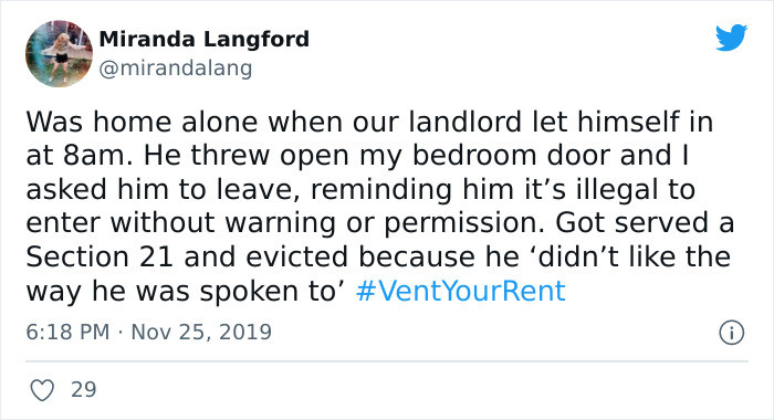 1. Landlord didn't like how he was spoken to