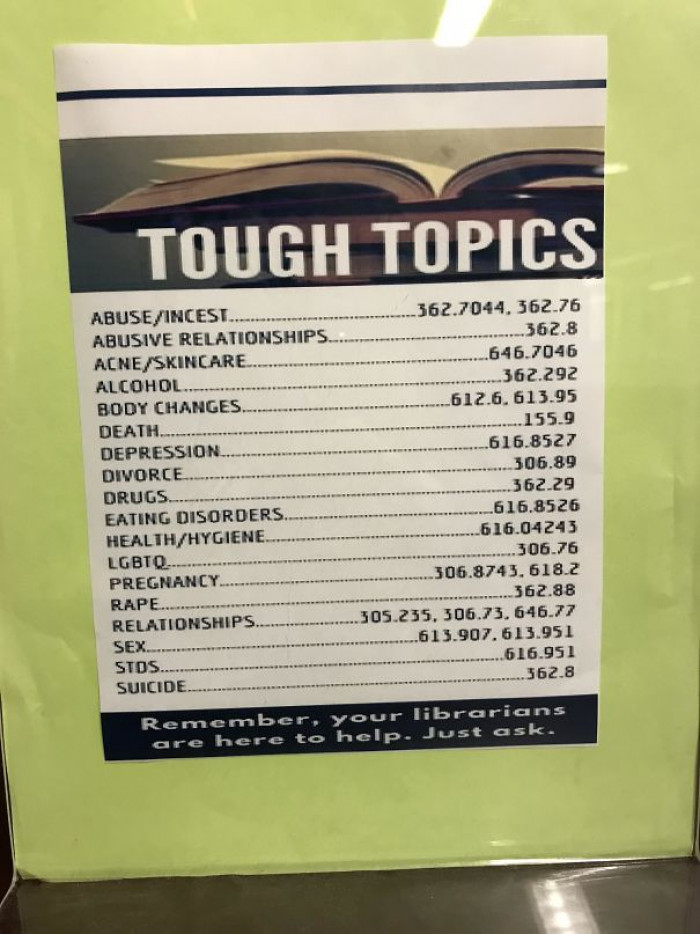 “This Library Has A Directory For Topics People Might Be Embarrassed To Ask For”