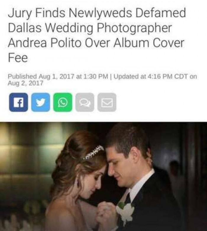 Married couple lied and didn't want to pay the photographer's fee