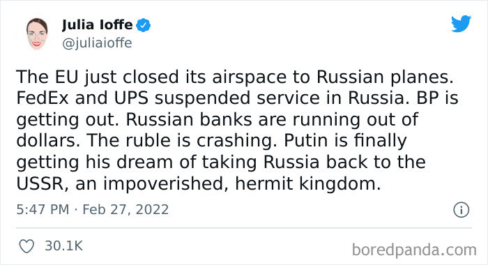 20. EU closes its airspace to Russian planes, while other companies suspend service in Russia