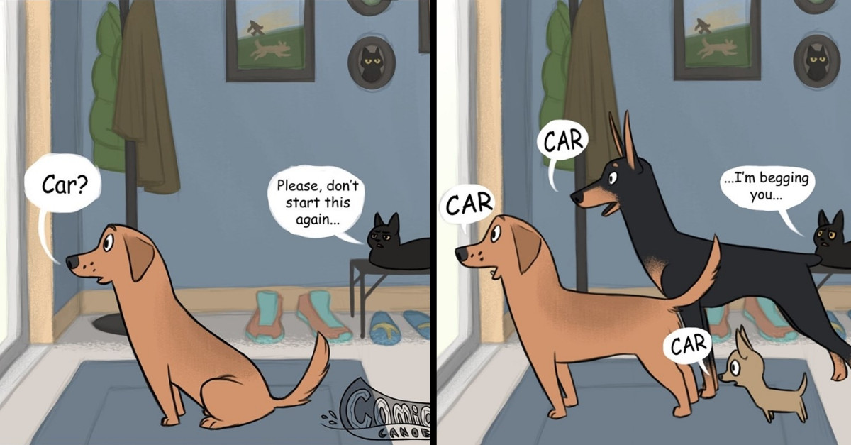 Comic Depicting Cat's Reaction To Barking Dogs Is Seriously Hilarious
