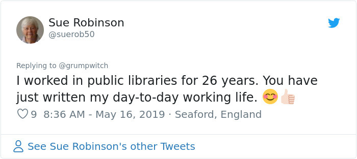 35. People who worked in libraries agree with Mel