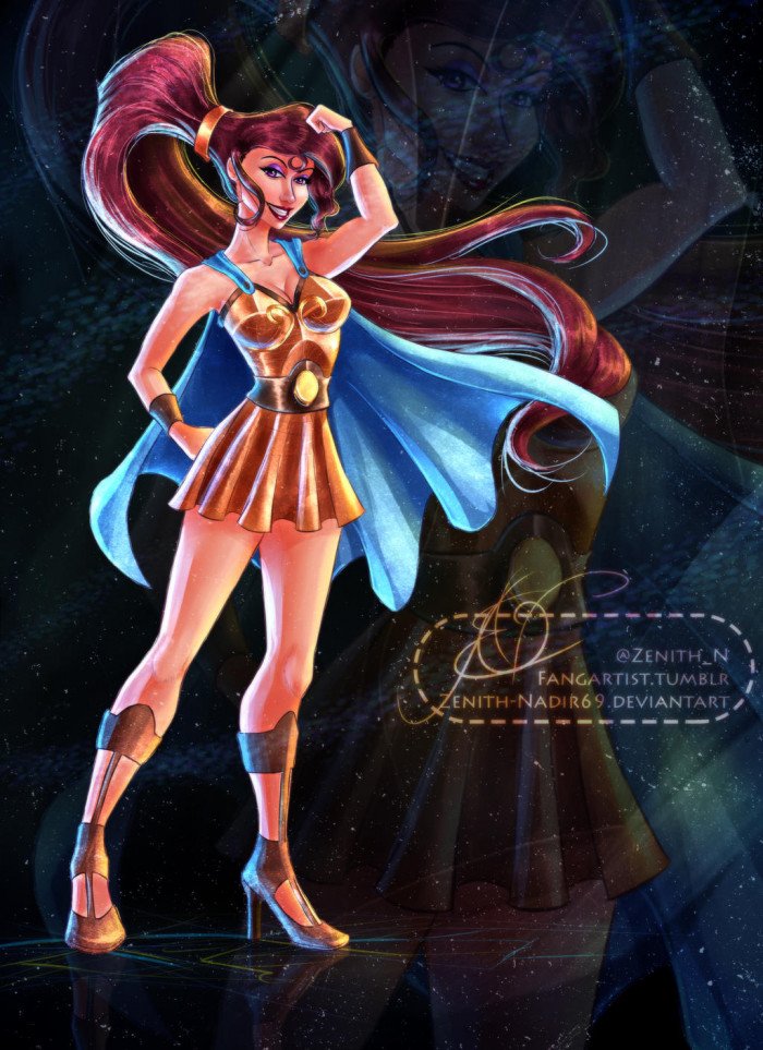6. Megara looking like a warrior in Hercules' clothes.