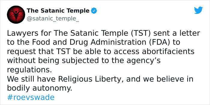 The Satanic Temple went viral recently for the letter they sent to the FDA in which they demanded access to abortion pills.