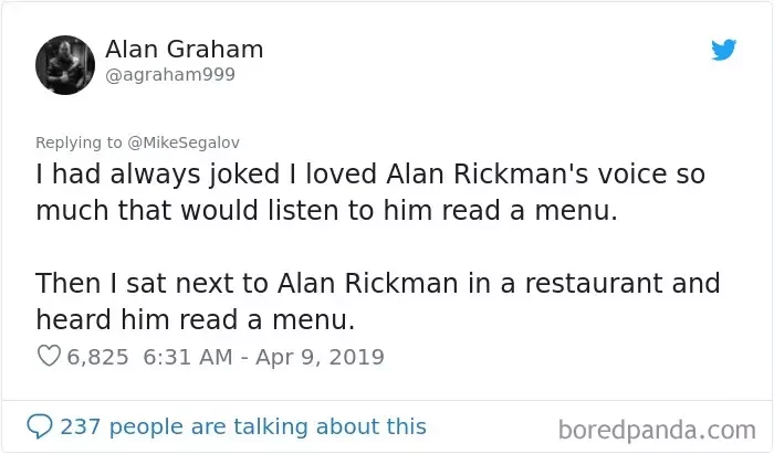 Alan Rickman reading a menu
