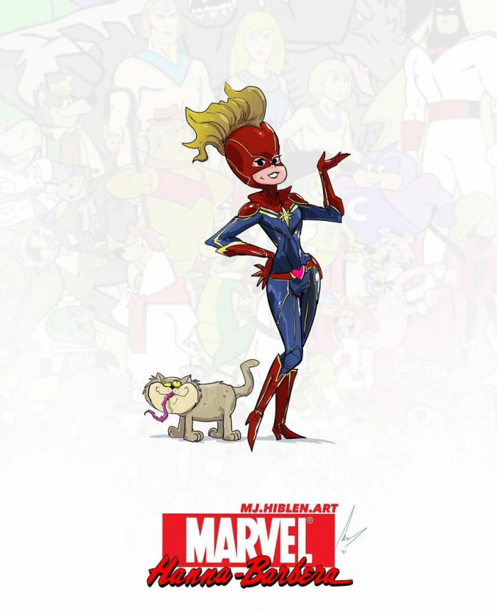 16. Extremely cute mashup cover photo of Penelope Pitstop and Spot as Captain Marvel and Goose