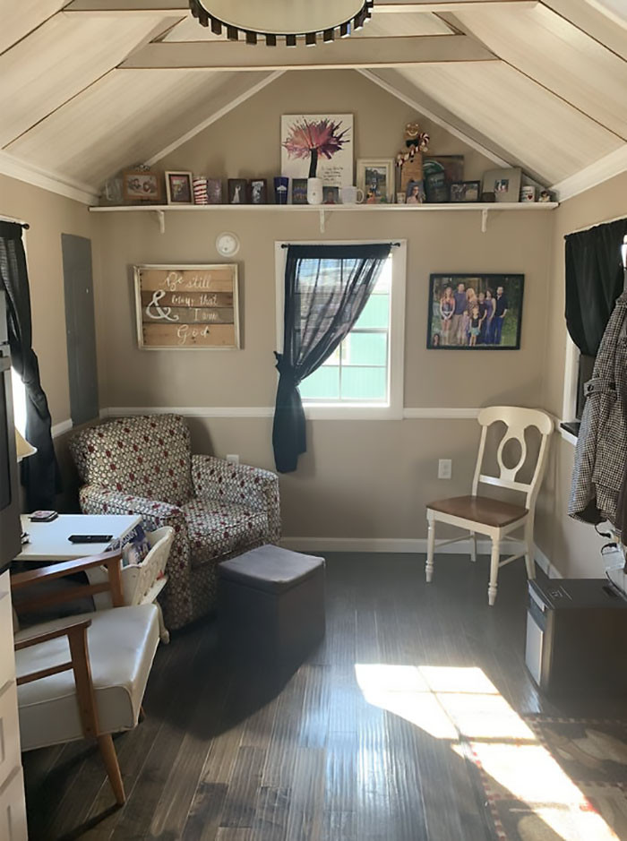 The living area is warm and inviting, with lots of natural light.