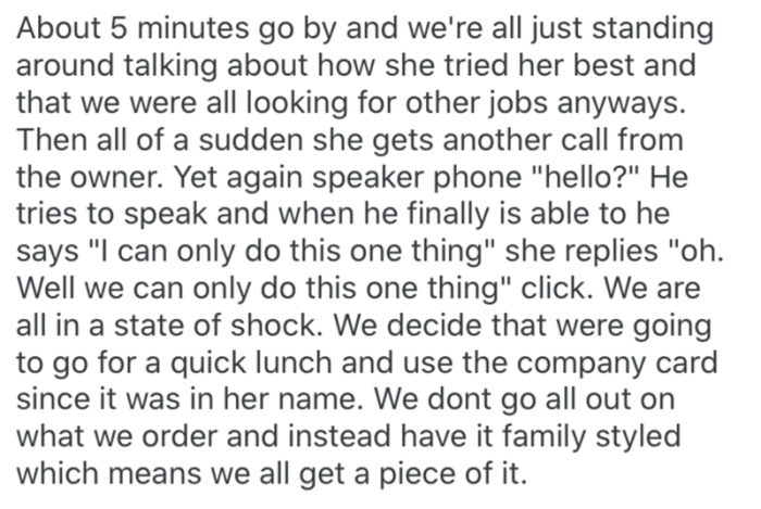 Part Ten: The owner said he could do just one thing and got cut off.