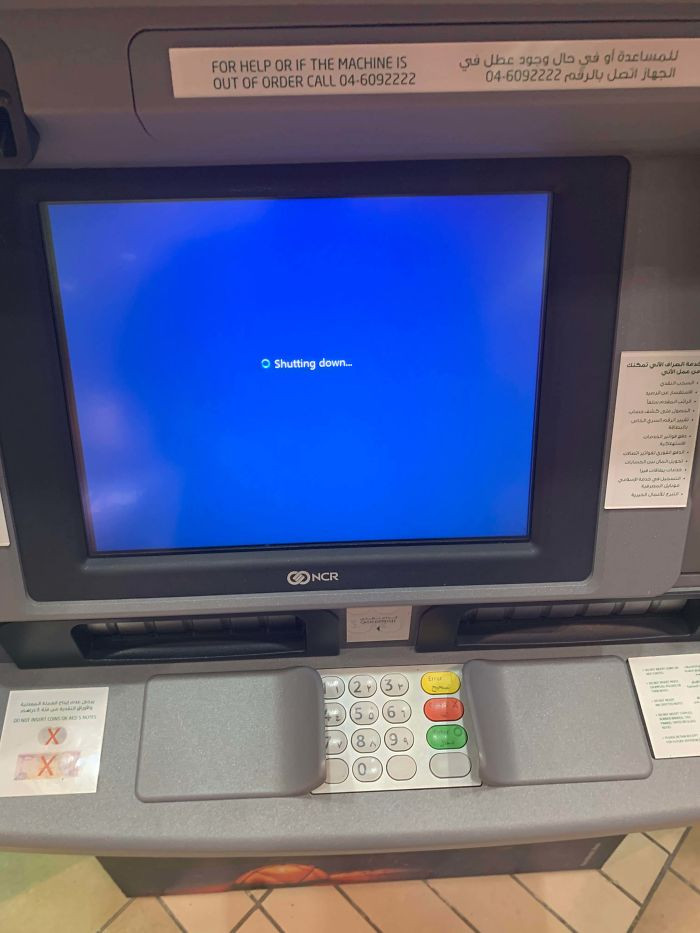 The ATM  shuts down with the card still inside